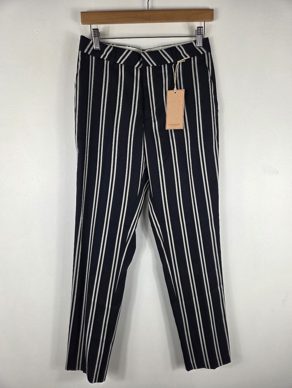 New Scotch & Soda Nautical Striped High Waist Straight Leg Ankle Trouser Pants